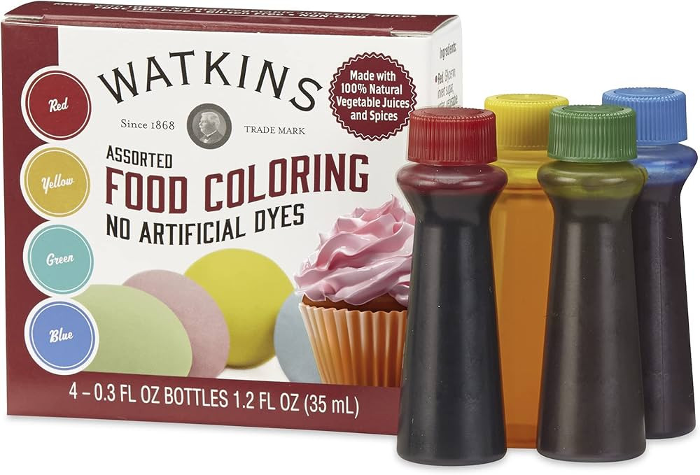 Watkins Assorted Food Coloring, 1 Each Red, Yellow, Green, Blue, Total Four .3 oz bottles | Amazon (US)