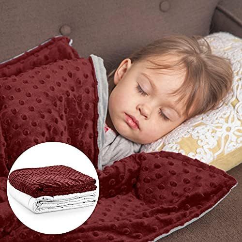 Roore 5 lb Weighted Blanket for Kids I 36"x48" I Weighted Blanket with Plush Minky Red Removable ... | Amazon (US)