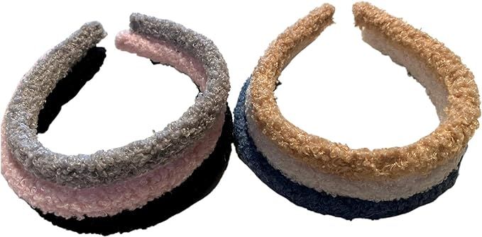 AMMARA 6 Pack Teddy Headbands, Premium Sherpa Headband, Faux Fur Girls Headband | Amazon (US)