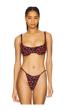 Good American Balconette Bikini Top in Black Cherry from Revolve.com | Revolve Clothing (Global)