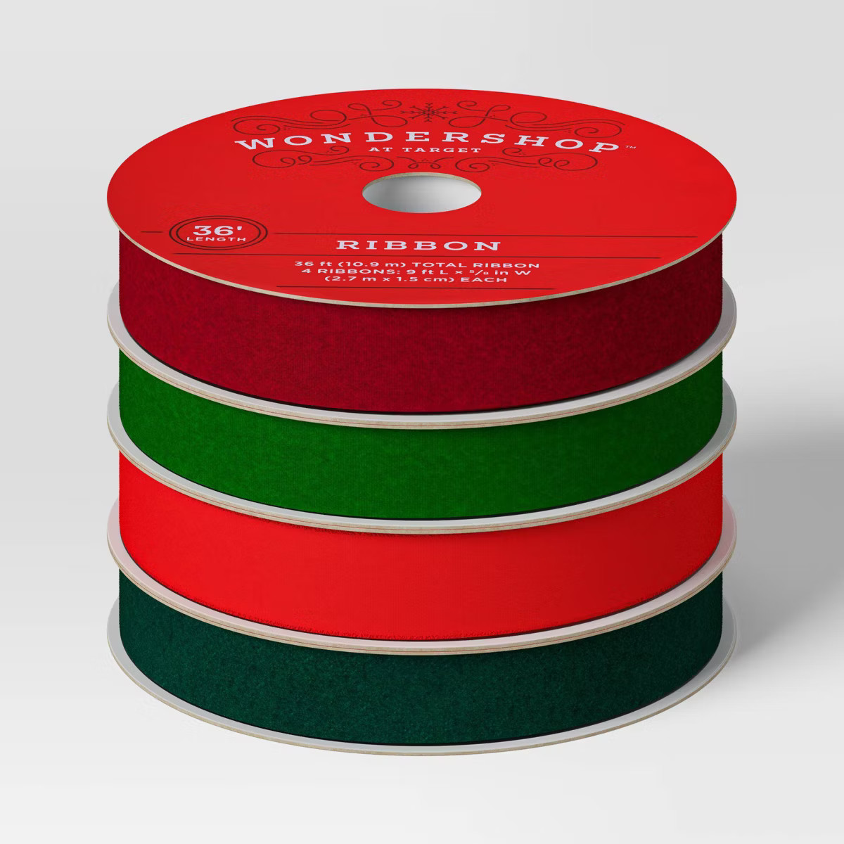 4 pk Christmas Velvet Ribbon Gift Packaging Accessories Red/Green - Wondershop™ | Target