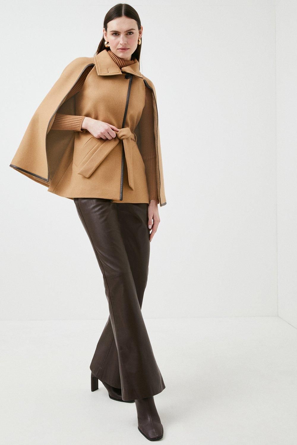 Italian Wool Belted Cape Coat | Karen Millen US