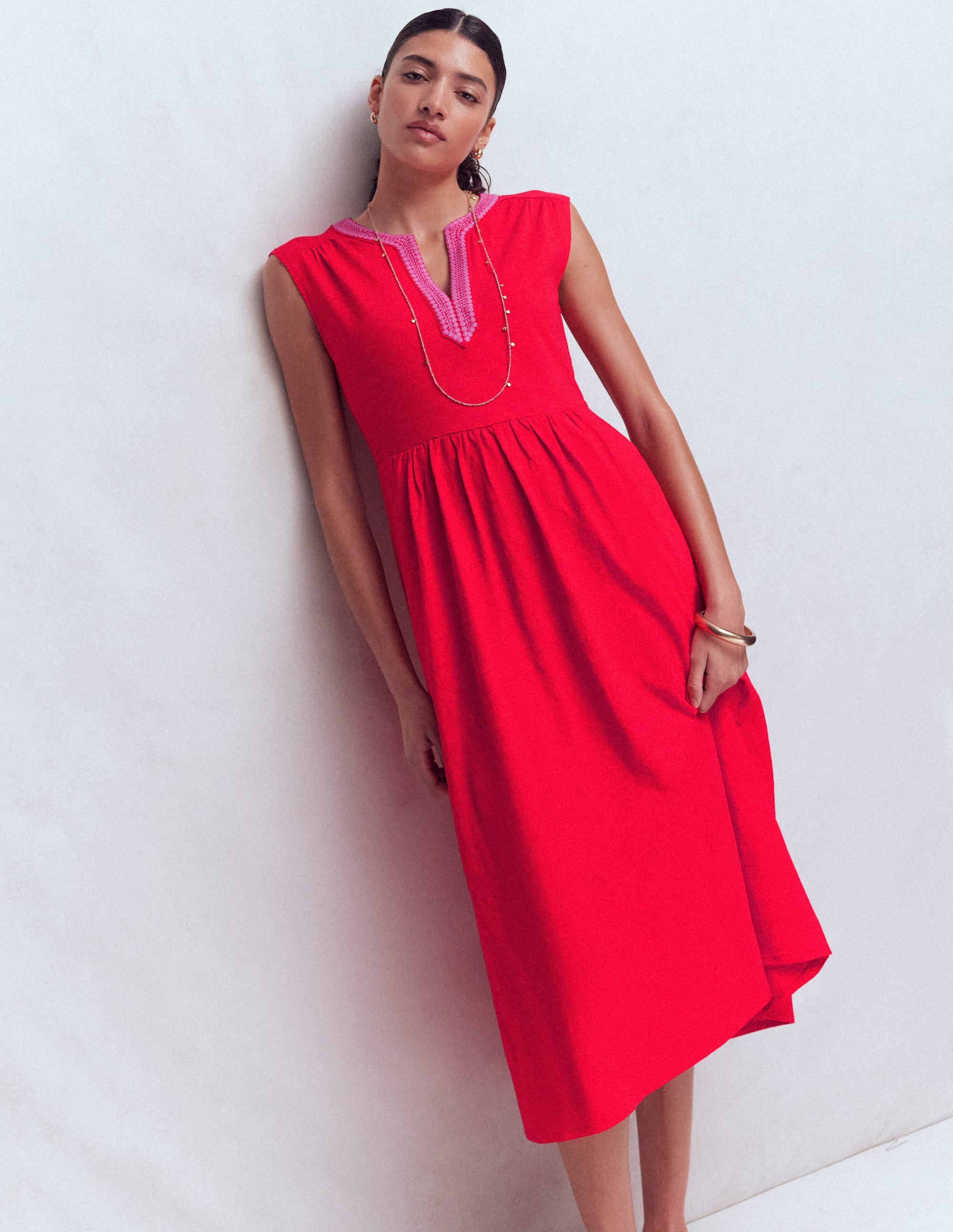May Jersey Midi Dress-Poppy Red | Boden UK