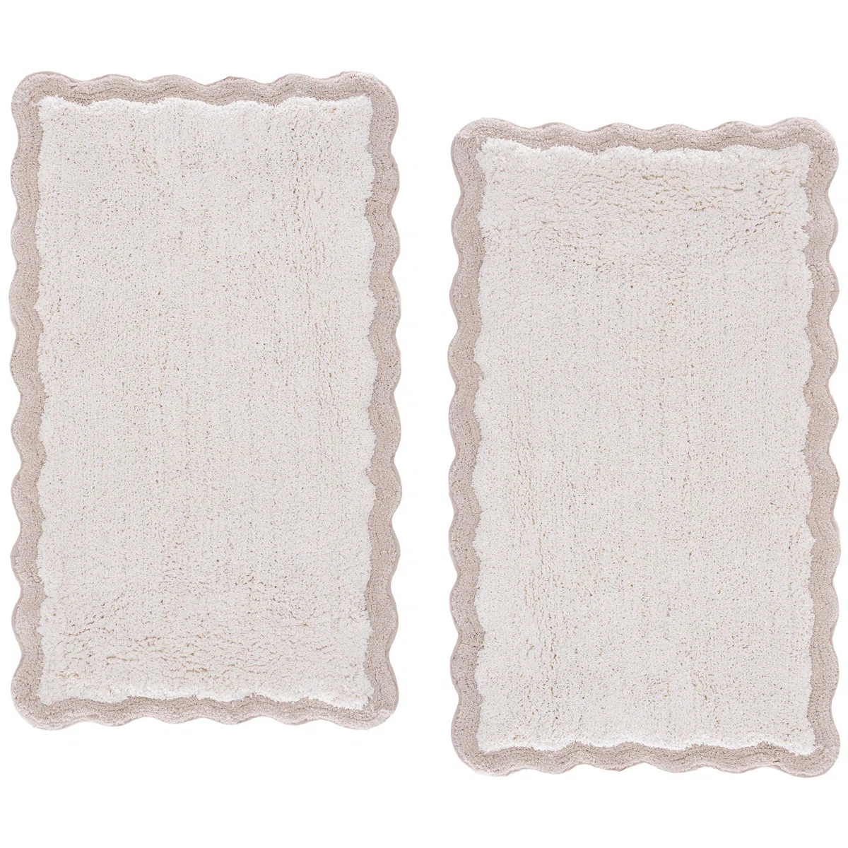 Ziggy Scalloped Border Hand Tufted 100% Cotton Machine Washable Bathmat (Set of 2) | Wayfair North America