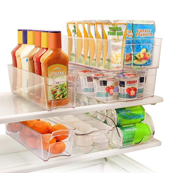 Greenco GRC0250 6 Piece Refrigerator and Freezer Stackable Storage Organizer Bins with Handles, C... | Amazon (US)
