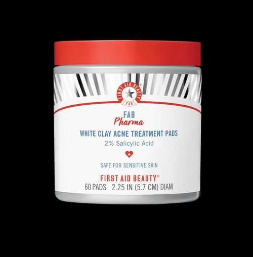 FAB Pharma White Clay Acne Treatment Pads 2% Salicylic Acid | First Aid Beauty