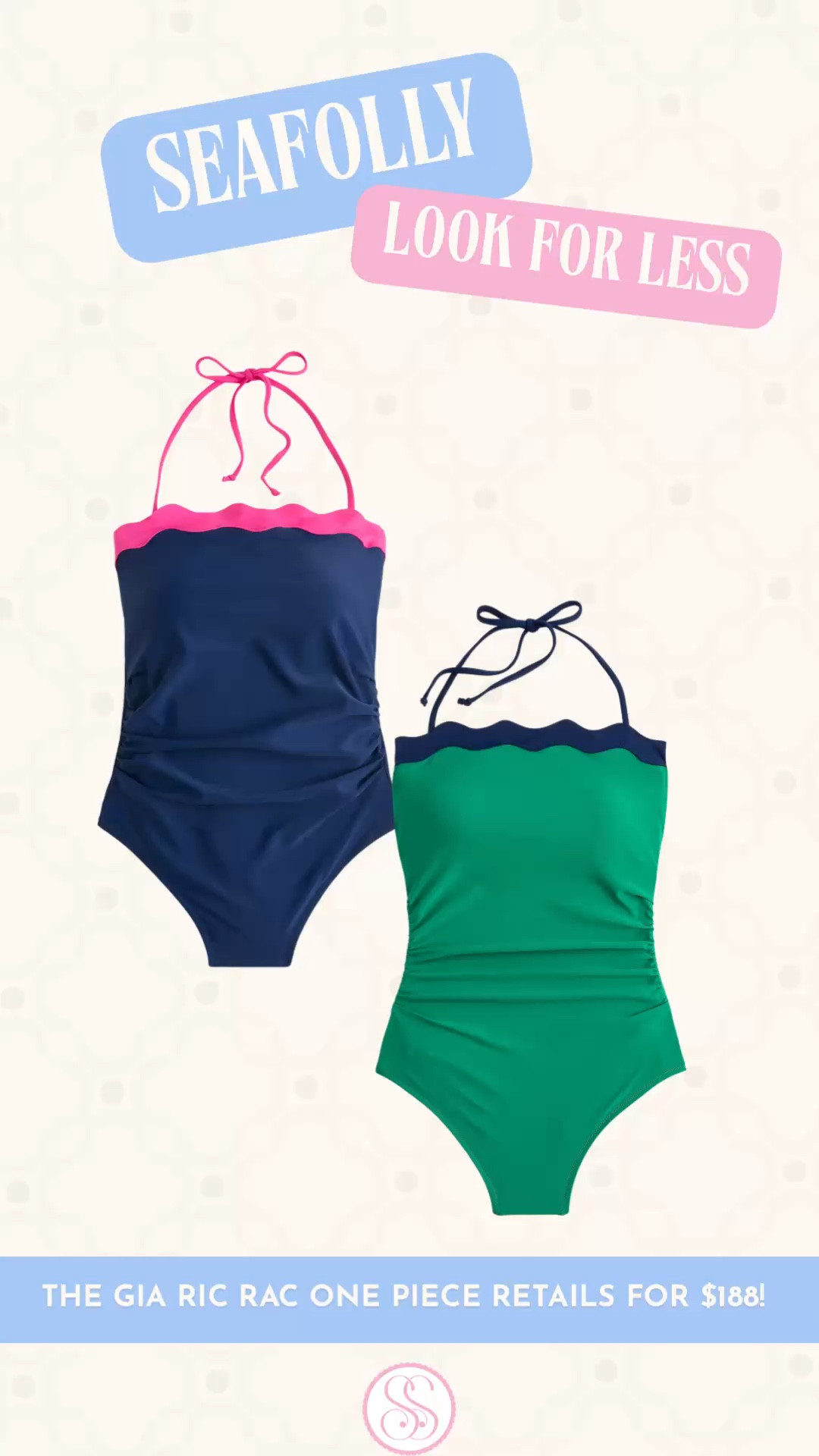 The Seafolly Gia Ric Rac One Piece Is $188. This One Is $69 at J.Crew Factory.
The Seafolly Gia Ric Rac one piece retails for $188.

J.Crew Factory just delivered the entire look for $69. And it is currently 50% off.
Same scalloped ric rac trim. Same colorblock construction. Same halter silhouette that looks like it came off a mood board for the most intentional beach vacation you have ever taken. 

Navy with hot pink trim. Green with navy trim. Both available and both linked.
80% polyamide, 20% elastane. Lined. Removable halter strap so it works as a bandeau or a halter depending on the day. The ruching through the midsection is doing real work. 

This is the swimsuit that looks expensive on a beach chair, elevated under a linen coverup, and completely intentional at every resort, pool, and coastal destination on your calendar this year.

Seafolly dupe, Seafolly look for less, Seafolly Gia one piece dupe, designer swimsuit look for less, scalloped one piece swimsuit, ric rac swimsuit, colorblock one piece swimsuit, halter one piece swimsuit, navy one piece swimsuit, green one piece swimsuit, one piece swimsuit women, flattering one piece swimsuit, ruched one piece swimsuit, preppy swimsuit, preppy swimwear, J Crew swimsuit, J Crew Factory swimsuit, vacation swimsuit, beach vacation swimsuit, resort swimsuit, spring break swimsuit, pool outfit, swimsuit 2026, spring swimsuit 2026, summer swimsuit 2026, cute one piece swimsuit, elevated swimwear, affordable swimsuit, swimsuit under 100, vacation outfits beach, beach vacation outfit

#SeaFolly #LookForLess #JCrew #OnePiece #LTKFindsUnder100​​​​​​​​​​​​​​​​ #WomensSwim

#LTKSaleAlert #LTKSwim #LTKSeasonal