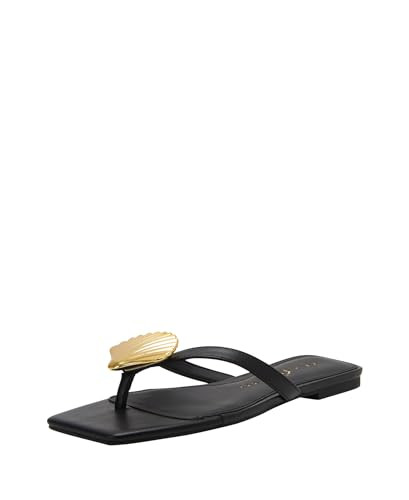 Katy Perry Women's Camie Shell Flat Sandal, Black, 7 | Amazon (US)