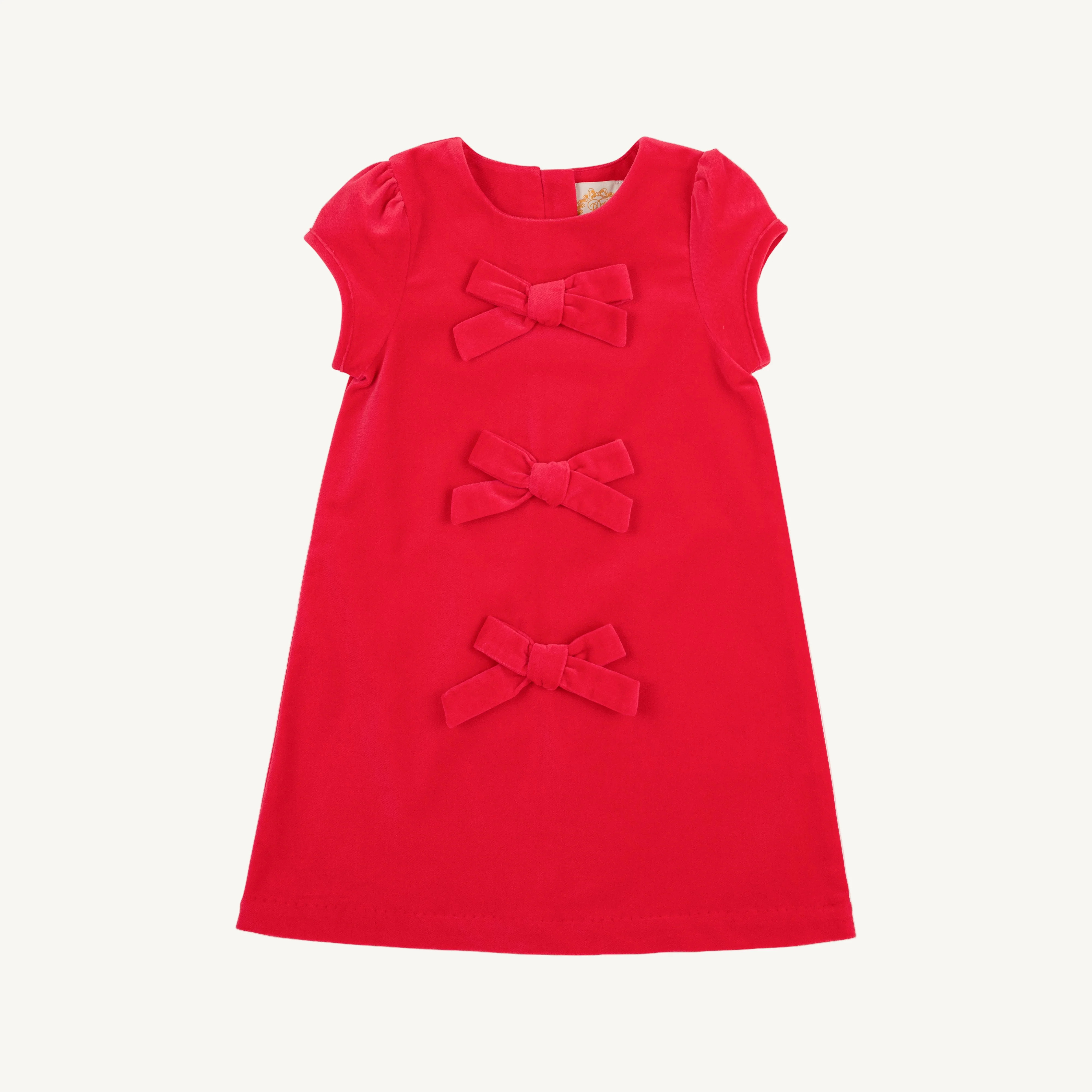 Betts Bow Dress (Velveteen) - Richmond Red | The Beaufort Bonnet Company