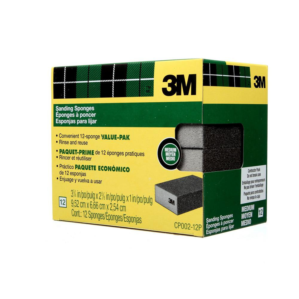 3-3/4 in. x 2-5/8 in. x 1 in. Sanding Sponge, Block, 100 Grit, Fine (12-Pack) | The Home Depot