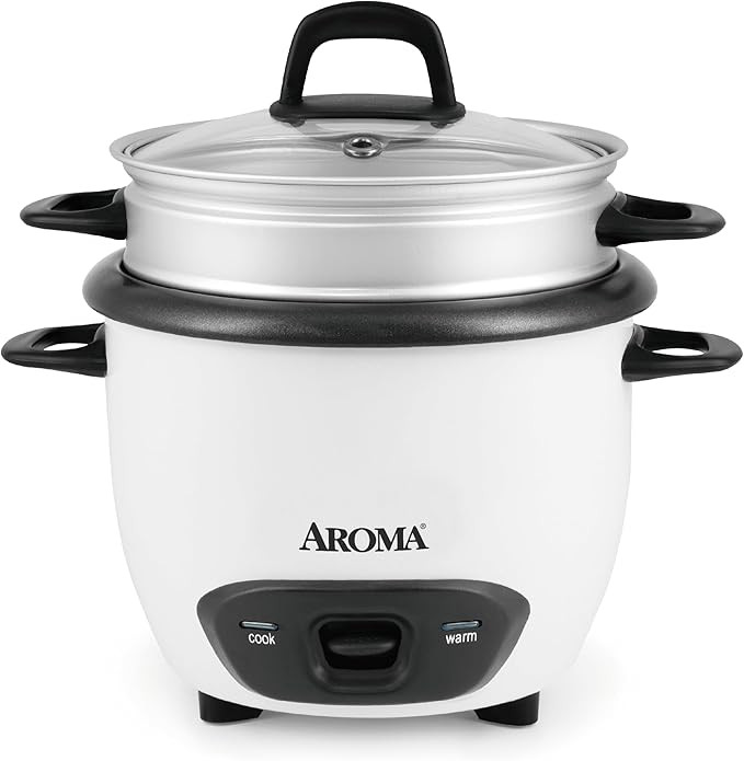 AROMA® Rice Cooker, 3-Cup (Uncooked) / 6-Cup (Cooked), Steamer, Small Rice Cooker, Oatmeal Cooke... | Amazon (US)