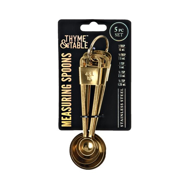 Thyme & Table 4-Piece Stainless Steel Measuring Spoons, Gold | Walmart (US)