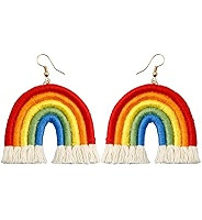 Rainbow Layered Tassel Beaded LGBT Pride Dangle Earrings Colorful Gay Lesbian Pride Earrings for ... | Amazon (US)