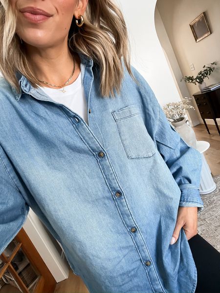 This denim shirt is for sure a STAPLE! Especially for spring! 🌷 

Soft & lightweight! I did size up to a medium for reference. 💕

#LTKstyletip #LTKfindsunder50 #LTKSeasonal