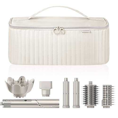 Lexeeco Travel Carrying Case for Hair Dryer Shark Flexstyle Dyson Airwrap Brush Hair Accessories Tools Storage Bag for Revlon Hairdryer Styler Organizer (Beige) | Amazon (US)