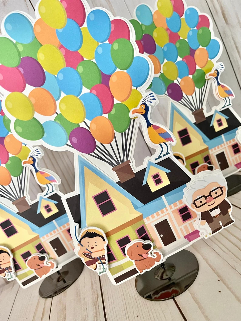 Up in the Sky Adventure Centerpiece Stand Balloon House Birthday Party Decorations 10 Inches - Et... | Etsy (US)