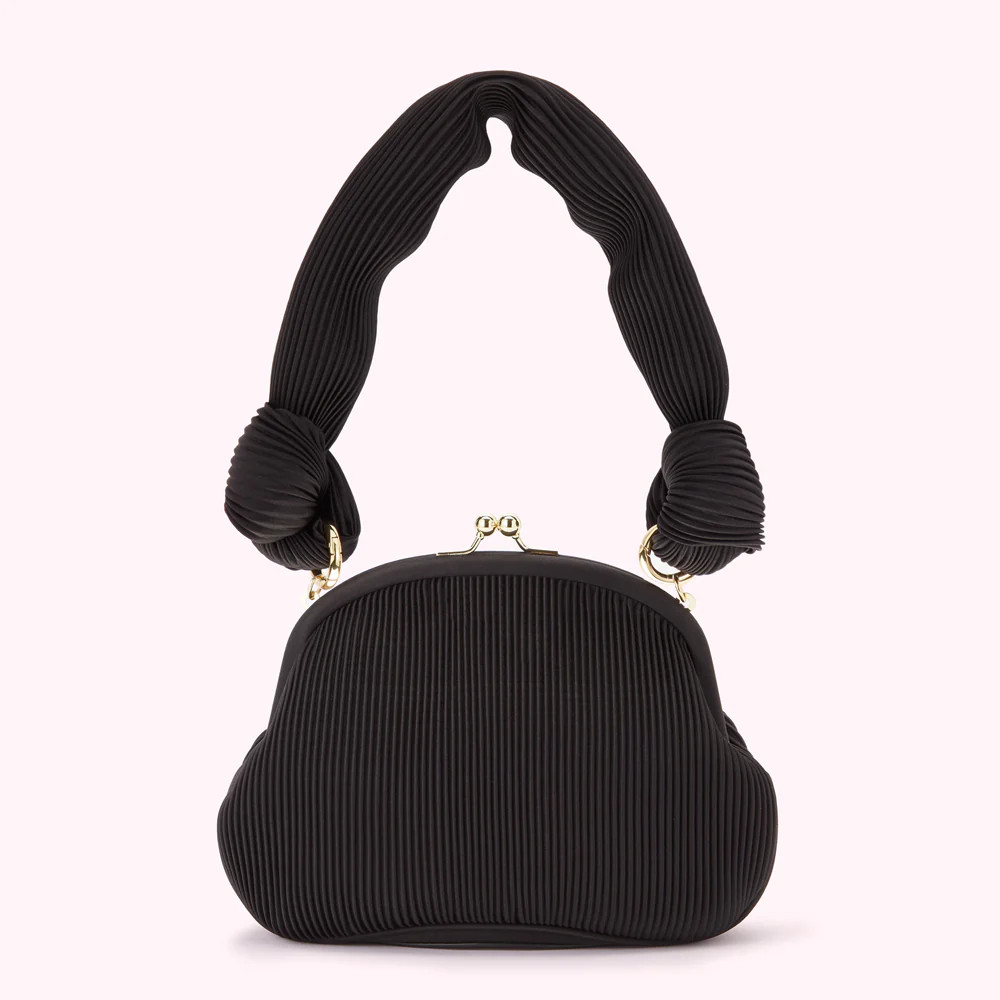 BLACK SATIN PLISSE LOIS CLUTCH | Lulu Guinness (UK)