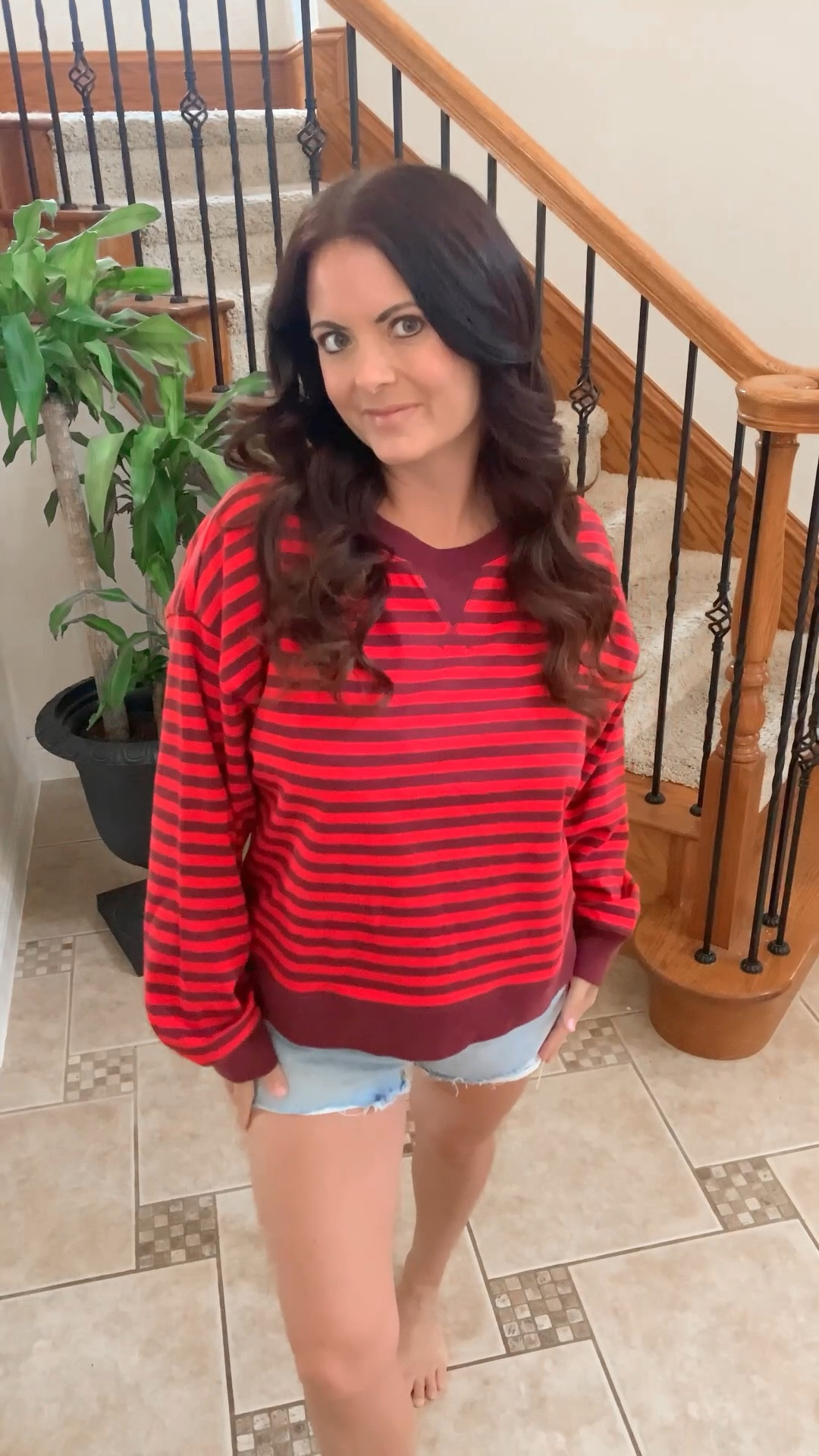 Oversized sweater. Striped top. Striped sweater. Red sweater. Aritzia new arrivals. Aritzia haul. Denim shorts. 90s denim shorts. Aritzia denim shorts.

#LTKgrwm #LTKootd