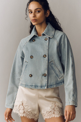 Pilcro Cropped Denim Trench Jacket | Anthropologie (US)