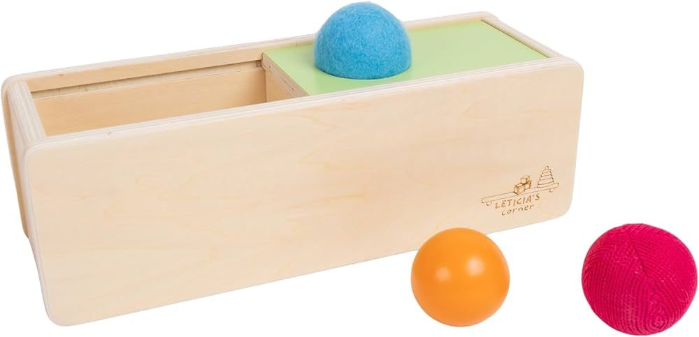 Leticia's Corner Montessori-Inspired Wooden Object Permanence Box, Sliding Top Box with Felt, Wooden | Amazon (US)