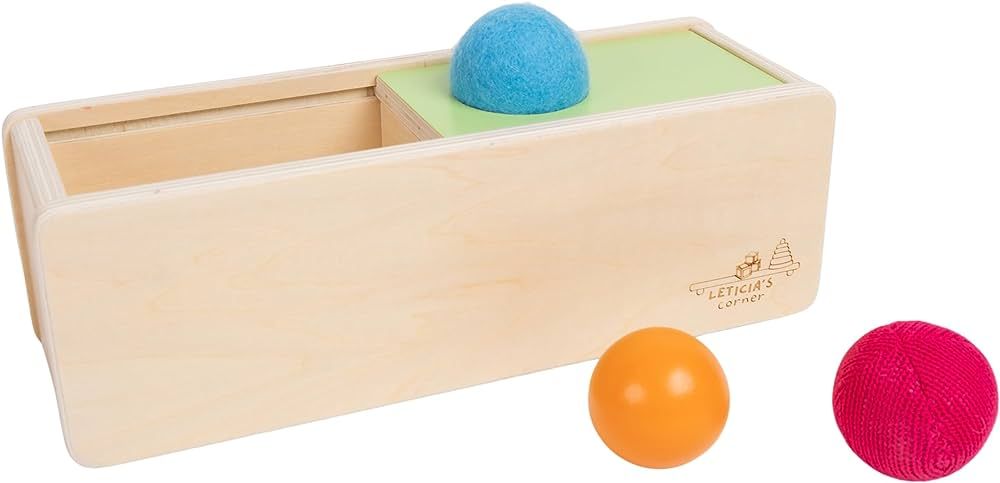 Leticia's Corner Montessori-Inspired Wooden Object Permanence Box, Sliding Top Box with Felt, Wooden | Amazon (US)
