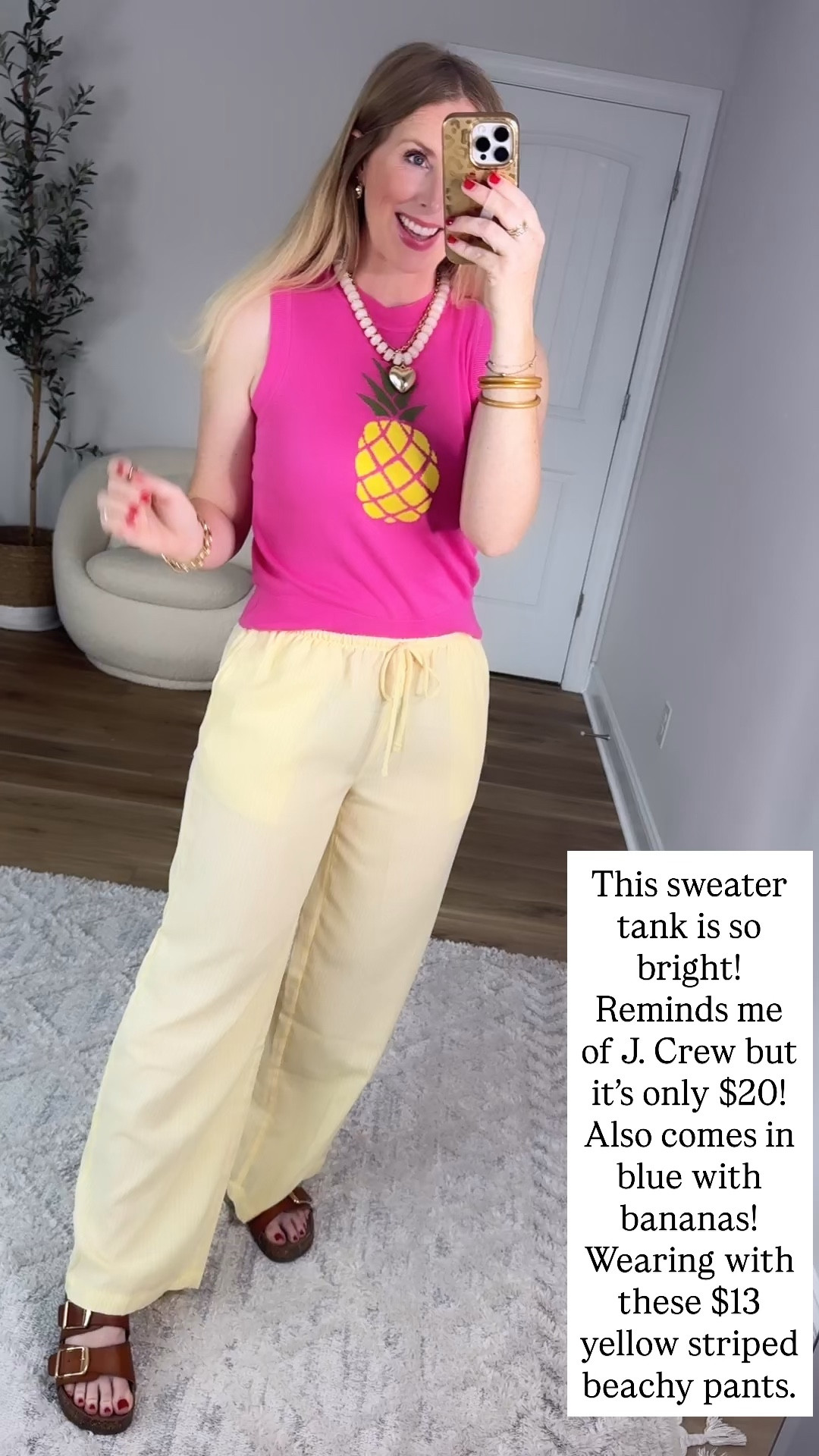Walmart try on, Walmart style, yellow striped beachy pants, pink pineapple tank

#LTKootd #LTKmomlife