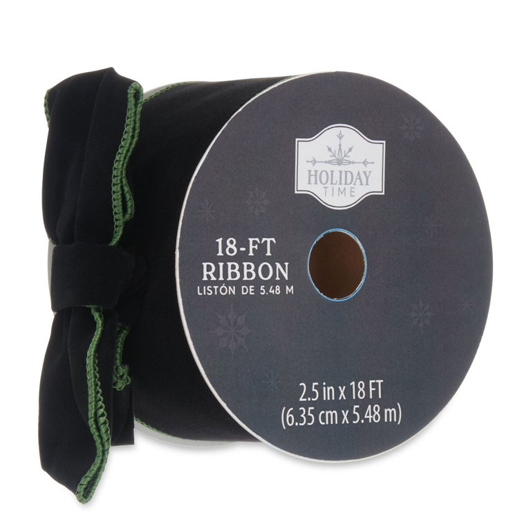 Holiday Time Black and Green Ribbon, 2.5" x 18' | Walmart (US)