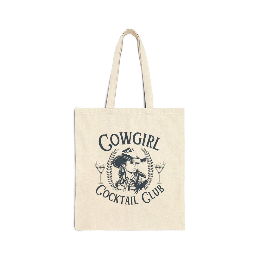 Cowgirl Cocktail Club Cotton Canvas Tote Bag - Etsy | Etsy (US)