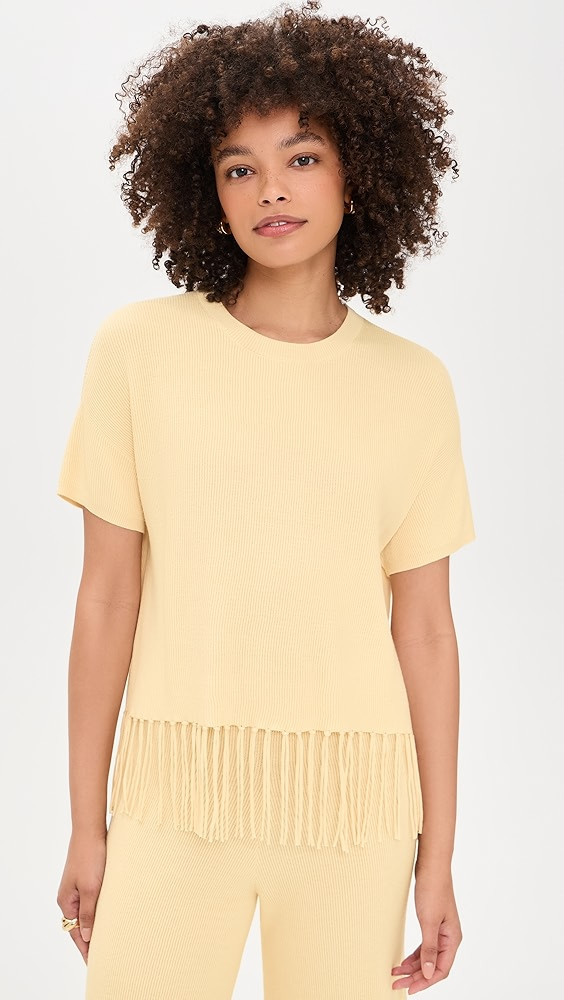 Splendid x @Cellajaneblog Short Sleeve Fringe Sweater | Shopbop