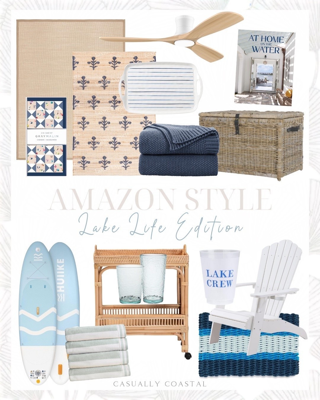 Amazon Style: Lake Life Edition 

Amazon home decor, Amazon rug, lake house decor, beach house decor, Beachy decor, lake house style, lake house rug, Amazon rug, neutral rug, 8x10 rug, smart 52” wood flush mount ceiling fan, At Home on the Water, lake house book, wicker storage trunk, melamine handled platter, inflatable paddle board, rattan two tier wine cart, coastal cart, coastal rug, lake house towels, oversized beach towels, blue throw blanket, Amazon throw blanket, outdoor door mat, lake house mat, rope doormat, acrylic tumbler and highball drinking glasses, Gray Malin The Beach 2 in 1 game set, checkers, backgammon, Adirondack chair, lake crew cup, lake door mat, rattan accent chair

#LTKHome #LTKSeasonal