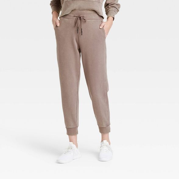 Women&#39;s Mid-Rise French Terry Acid Wash Jogger Pants - JoyLab&#8482; Pewter S | Target