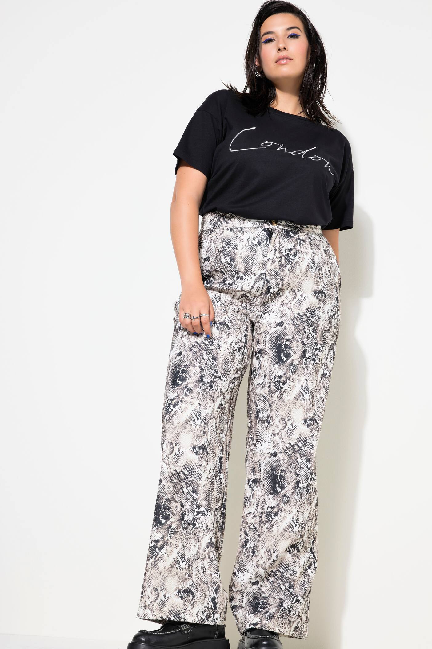 Snake Print  Wide Leg Pants | Ulla Popken - US