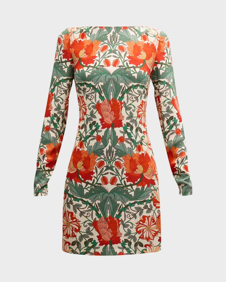 Cara Cara Amaya Floral Sheath Scoop-Back Mini Dress | Neiman Marcus