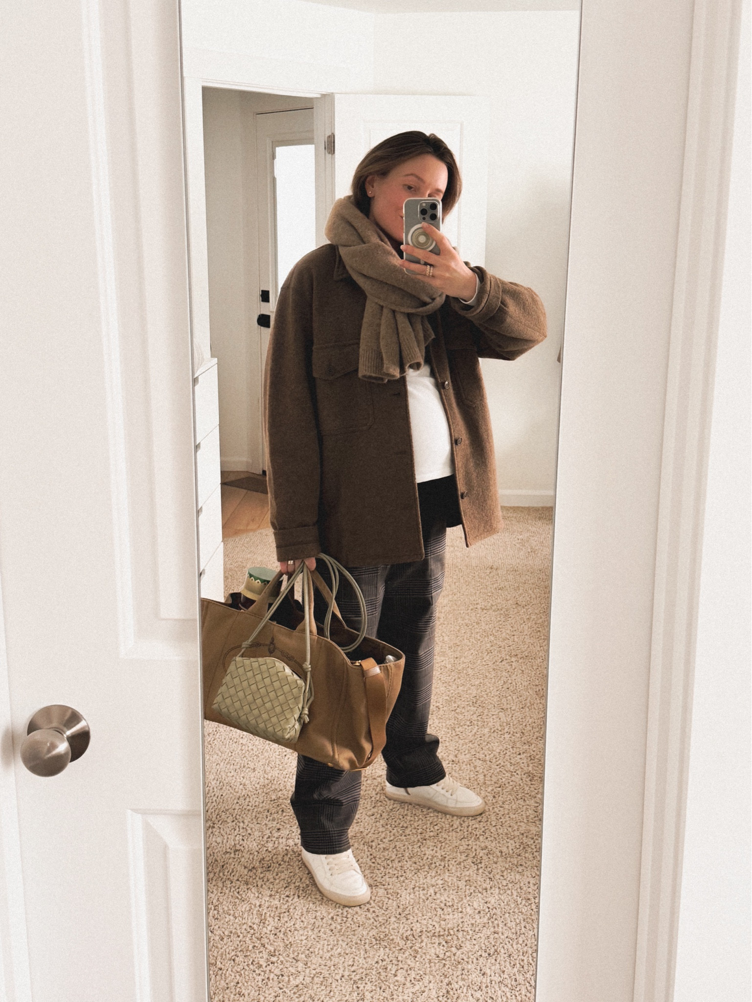 Sunday last minute gift shopping OOTD: 
Zadig & Voltaire shearling trimmed sneakers (older model, similar styles: 
Voile Blanche Julia Genuine Shearling Sneaker
- Sam Edelman Harper Cozy Faux Shearling Sneaker) 
styled with Sea New York elastic waist wide leg pants (shop similar styles by Mango) + Madewell Waffle-Knit Scoopneck Henley Tee +  Sézane Marianne Scarf + Buck Mason felted field shirt (in marked river rock, borrowed from my hubby) + Bottega Veneta mini loop camera bag (for all the essentials) + Prada Canada large tote (got mine from The Real Real, linking a few preloved Prada canvas bags that are still available + similar canvas totes from Sézane, Vanessa Bruno, L.L. Bean and Rue De Verneuil). 

#LTKBump #LTKSeasonal #LTKFindsUnder100