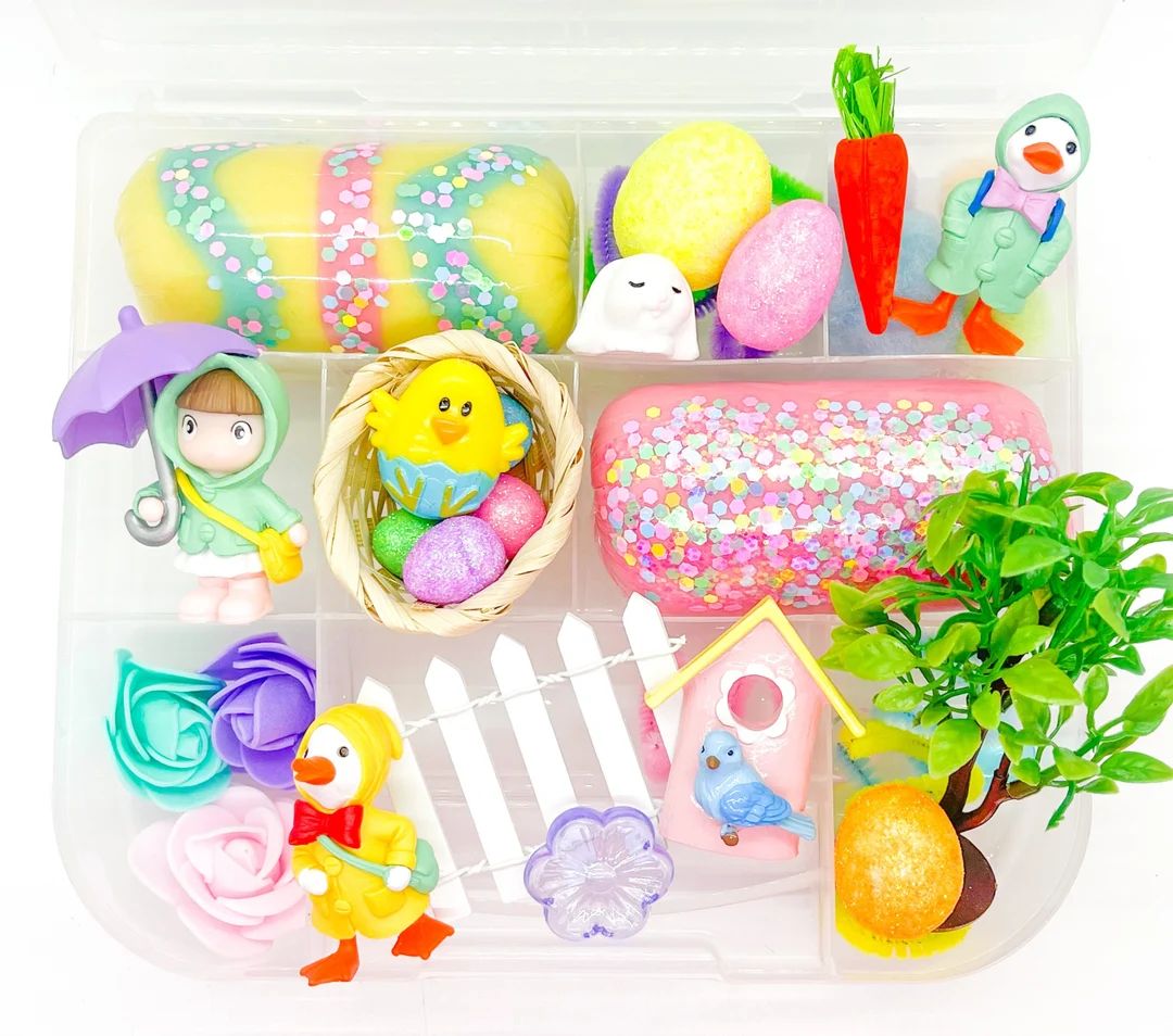 Spring Easter Playdough Kit, Spring Showers Sensory Box, Playdough Kit, Easter Play Dough, Easter... | Etsy (US)