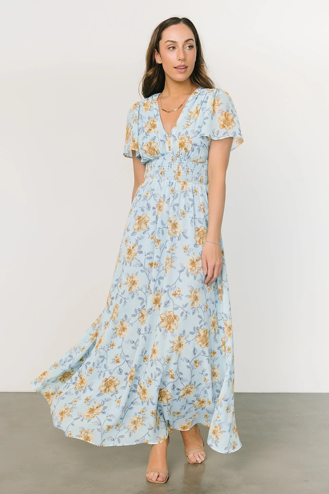 Birdie Maxi Dress | Light Blue Floral | Baltic Born