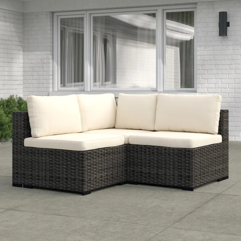 Holliston Wicker/Rattan 3 - Person Seating Group with Cushions | Wayfair North America