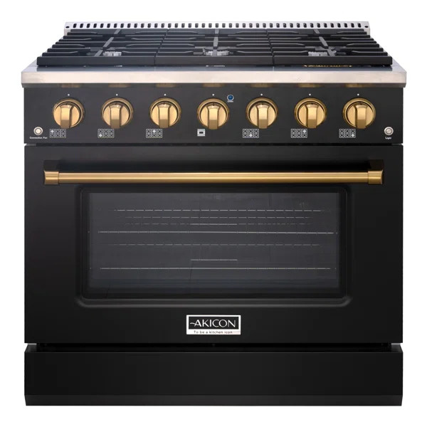 Akicon 36" 5.2 Cubic Feet Smart Natural Gas Range with 6 Burners | Wayfair North America