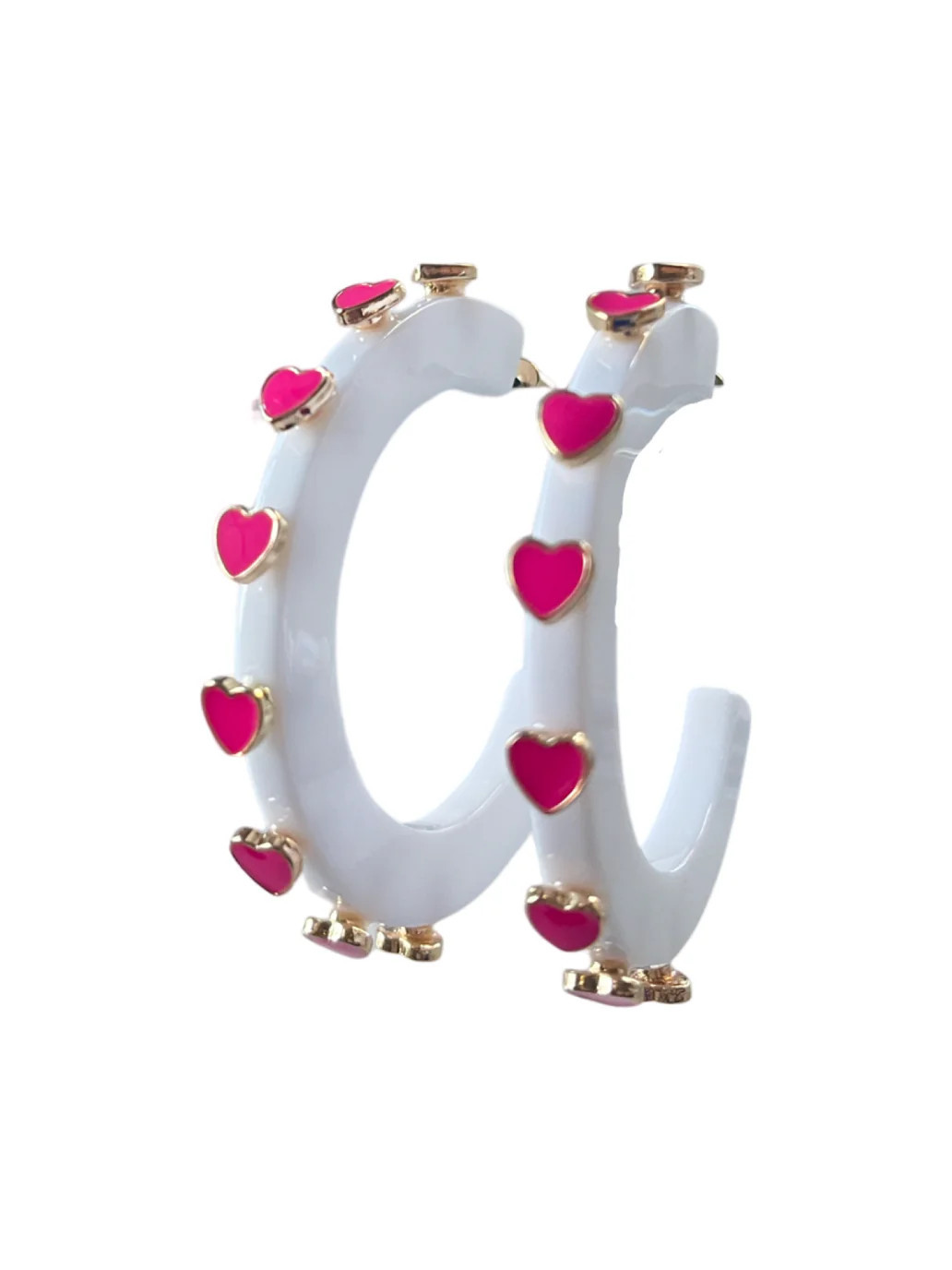 Heart Jewel Hoop - White / Pink | Smith and Co. Jewel Design
