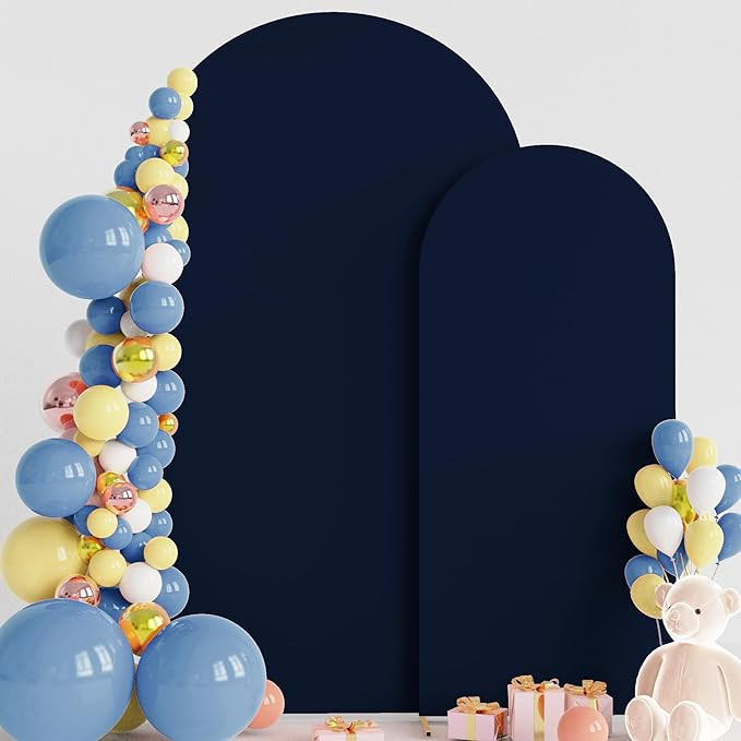 Wokceer Wedding Arch Backdrop Cover 7.2FT, 6FT Set of 2 Spandex Fitted Navy Blue Arch Covers for ... | Amazon (US)