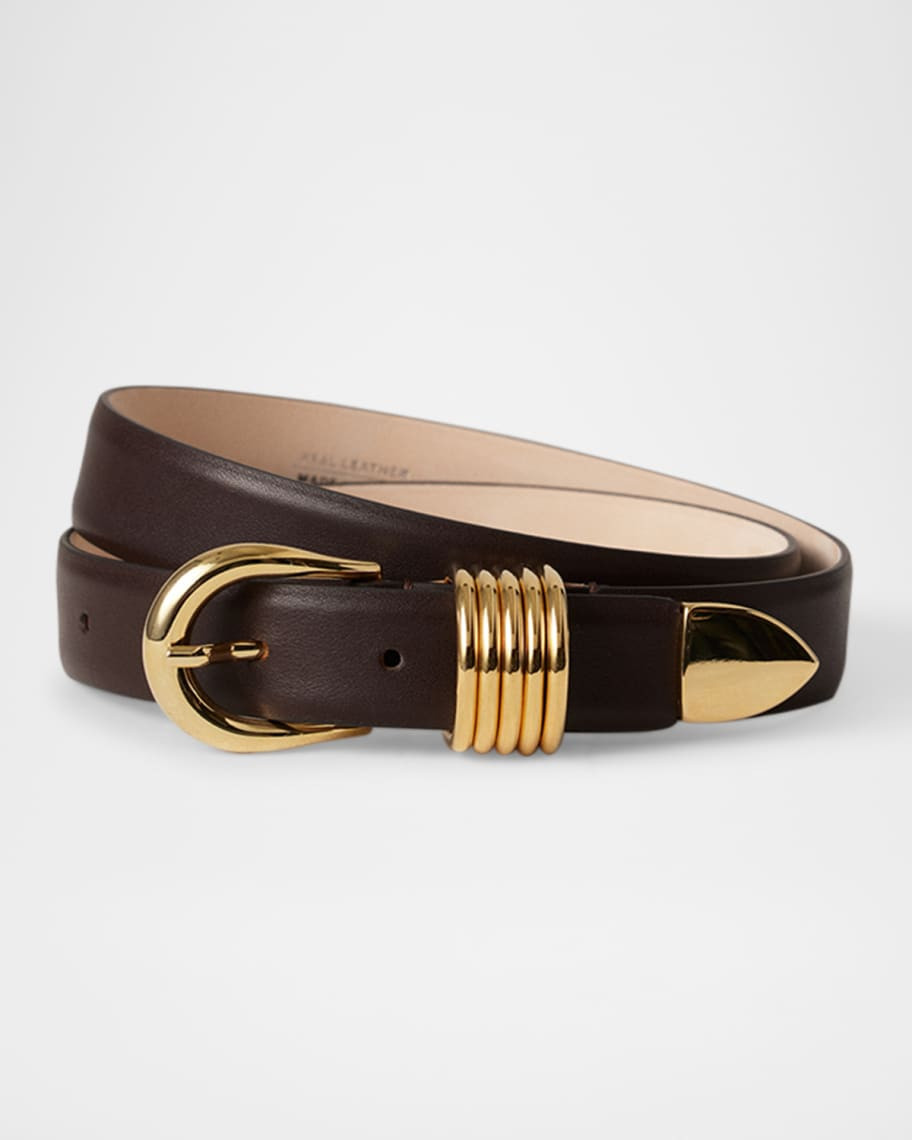 Hollyhock Triple Wrap Calf Leather Medium Belt | Neiman Marcus