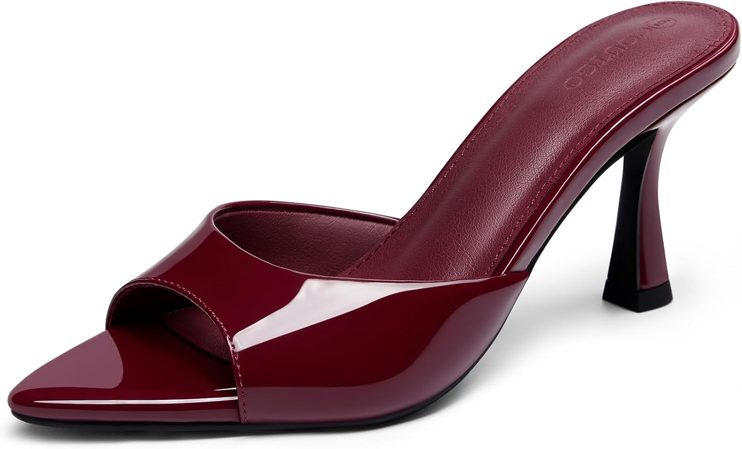 Coutgo Womens Heeled Mules Pointed Peep Toe High Heels Slip On Backless Mule Sandals Dress Shoes | Amazon (US)