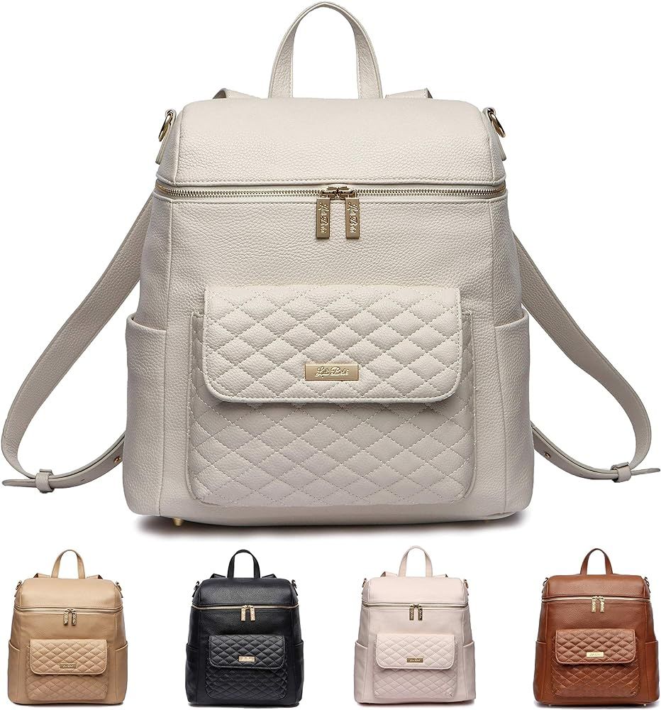 Monaco Large Diaper Bag Backpack by Luli Bebe - Designer Modern Vegan Leather Stylish Baby Backpa... | Amazon (US)