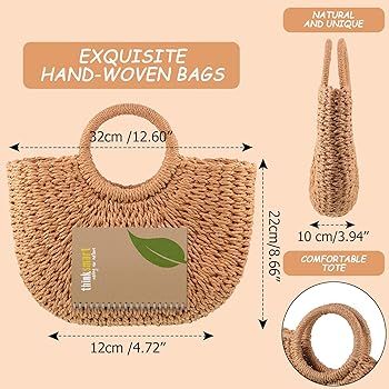 Frienda Straw Tote Bag Summer Beach Bag Handmade Straw Rattan Woven Handbag for Women Travel | Amazon (US)