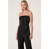 ASTR the Label | Keona Satin Faux Wrap Strapless Top in Black |  Size XS | ASTR The Label (US)