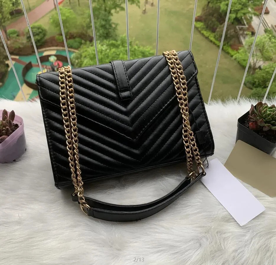 High Quality 2 colors Women Shoulder bag black and gold chain bags Crossbody Pure color handbag M... | DHGate