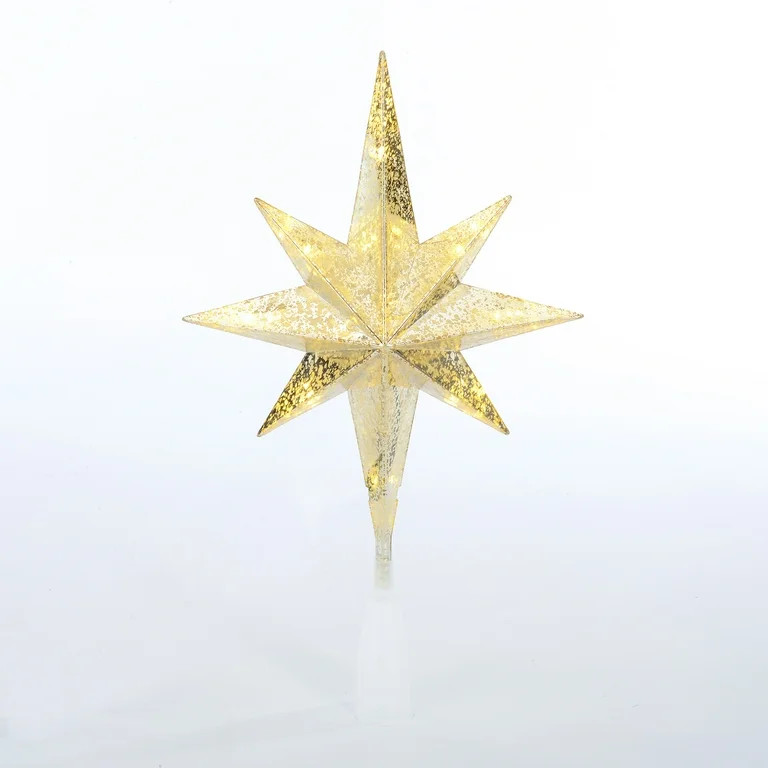 Holiday Time LED Christmas Tree Topper, Clear/Gold Star, 14" - Walmart.com | Walmart (US)