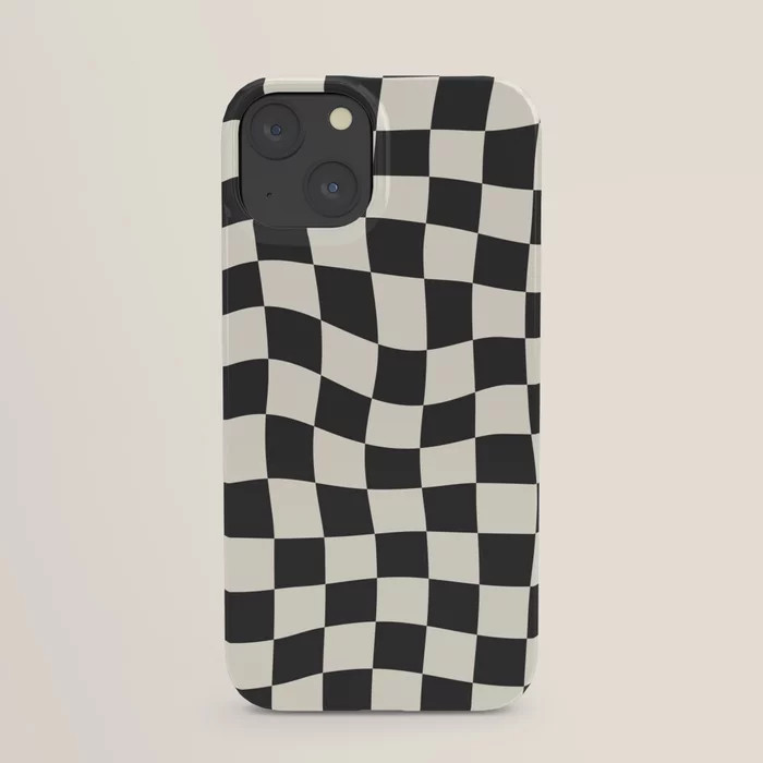 Black and White Wavy Checkered Pattern iPhone Case by Cocoon Design | Society6