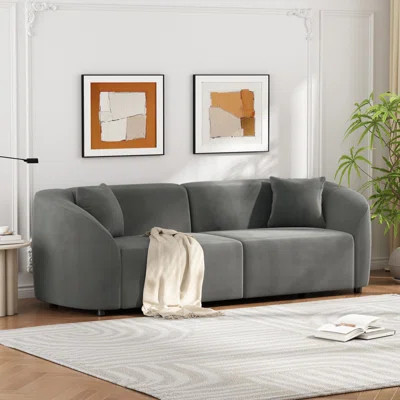 Modern Sofa87" Curved Contemporary Sofa In Off-: Plush Seating, Streamlined Design, And Durable Frame – Ideal Stylish Living Spaces | Wayfair North America