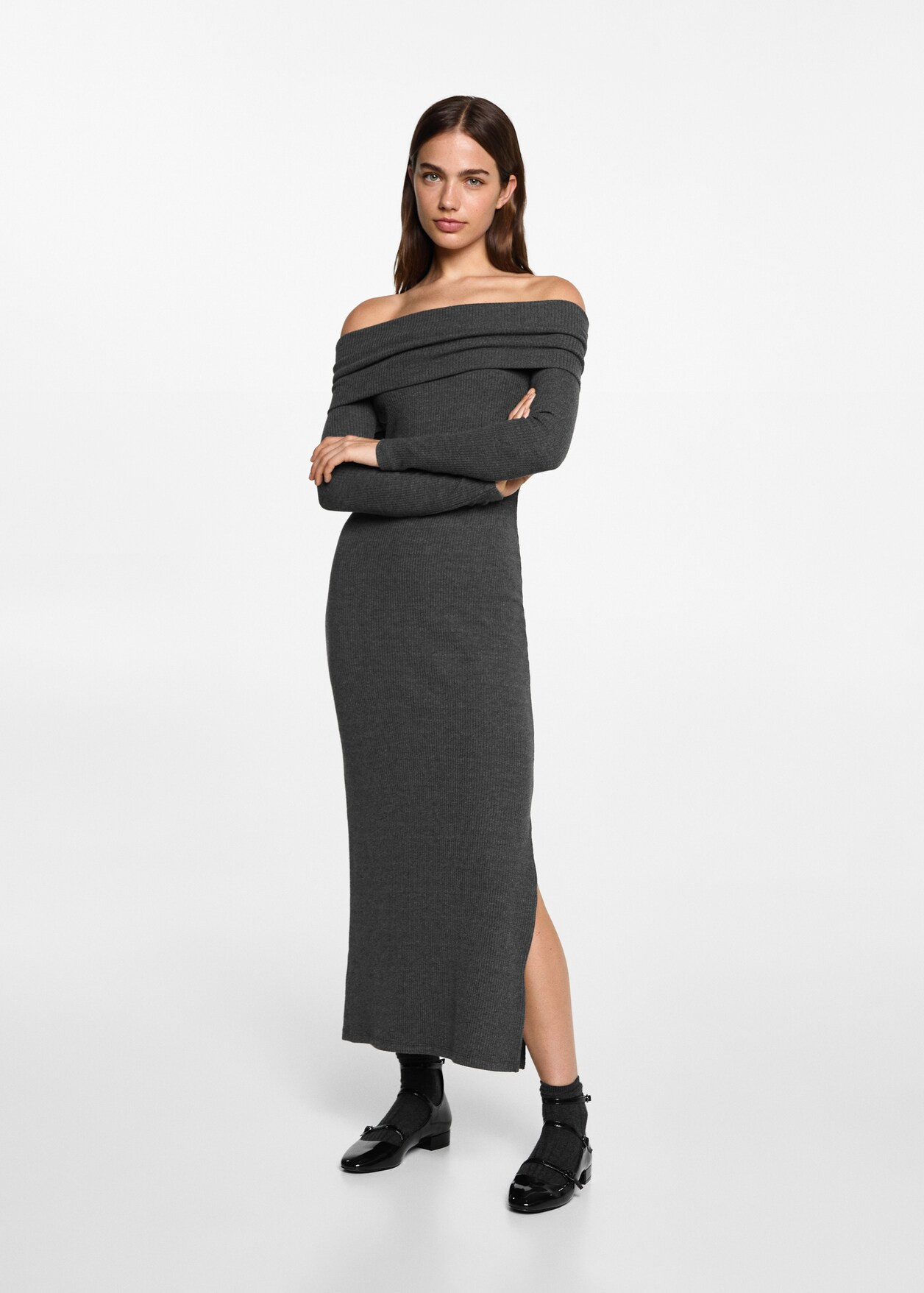Off-the-shoulder midi-dress - Teen | MANGO USA | Mango (US/MX/AU)
